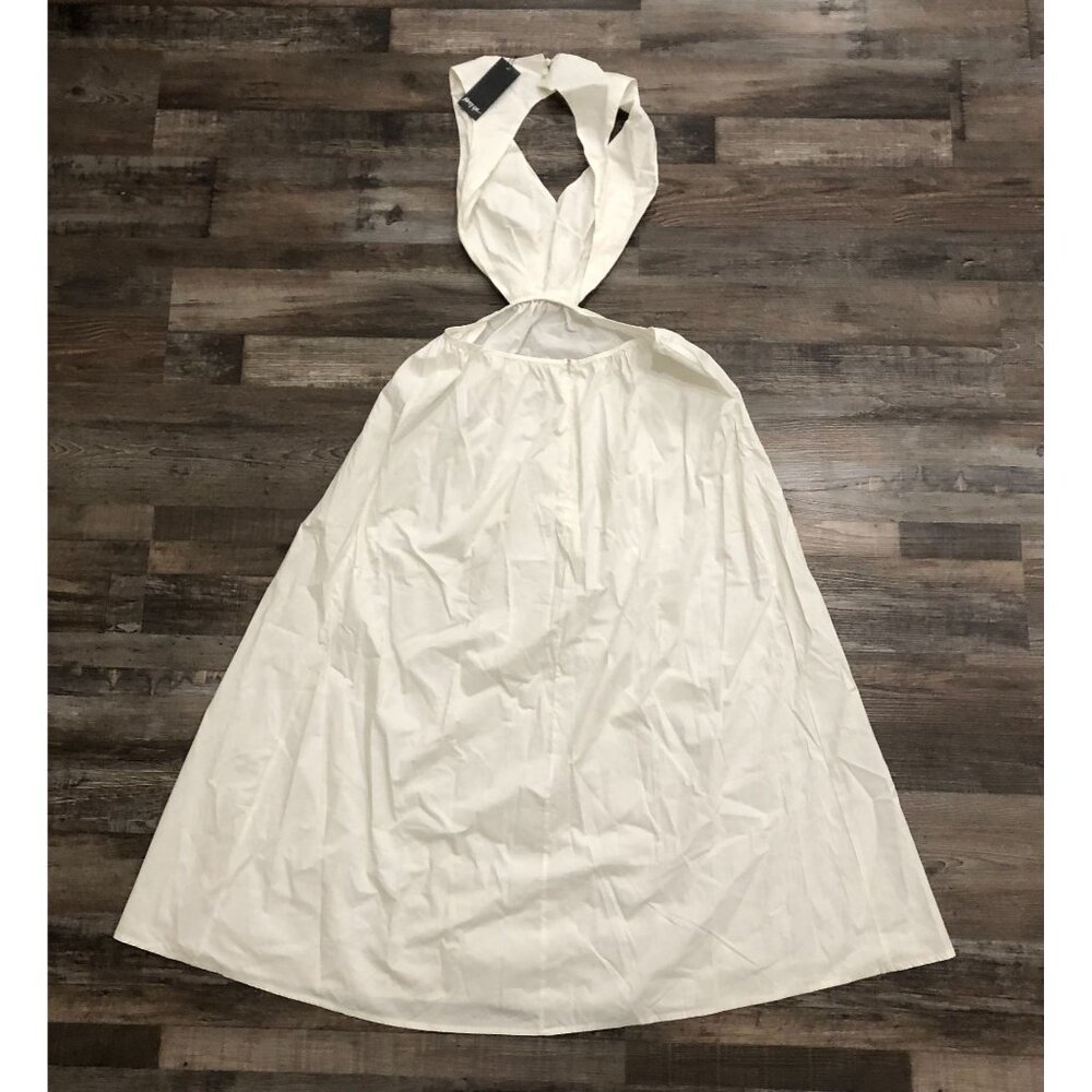 Nasty Gal Size 4 White Out of Detail Poplin Mid Tea Dress New with Tags